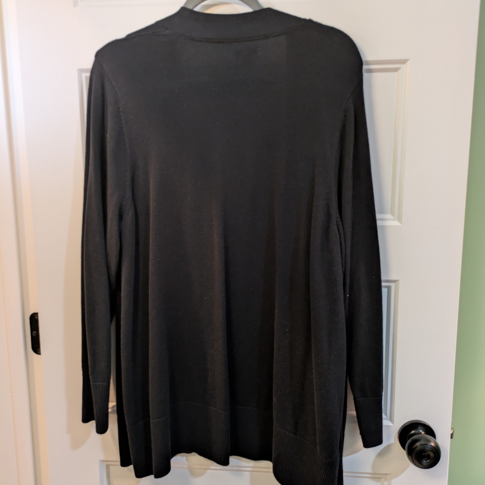 croft & barrow Black Open-Front Women's Cardigan - Picture 8 of 11
